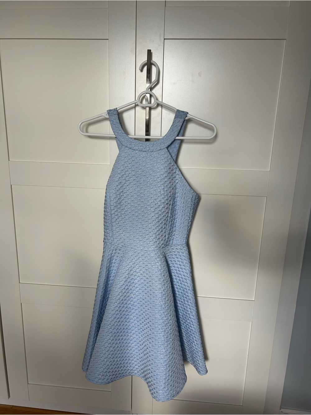 Blink Blank Light Blue Structured Halter Dress